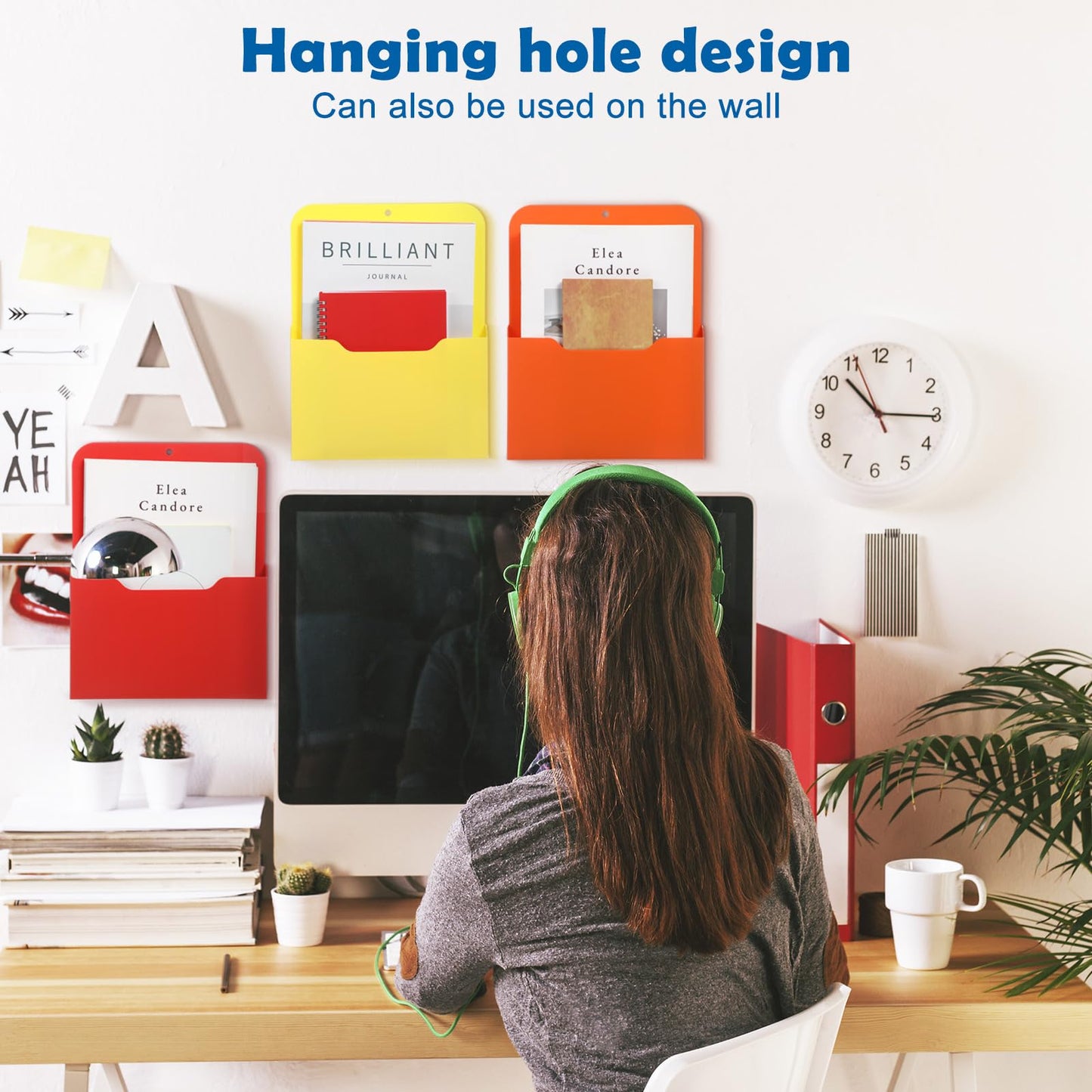 Kosiz 6 Pcs Magnetic File Holder Magnetic Wall File Organizer Paper Holder for Refrigerator Office Supplies Storage Mail Organizer Case Storage Pocket