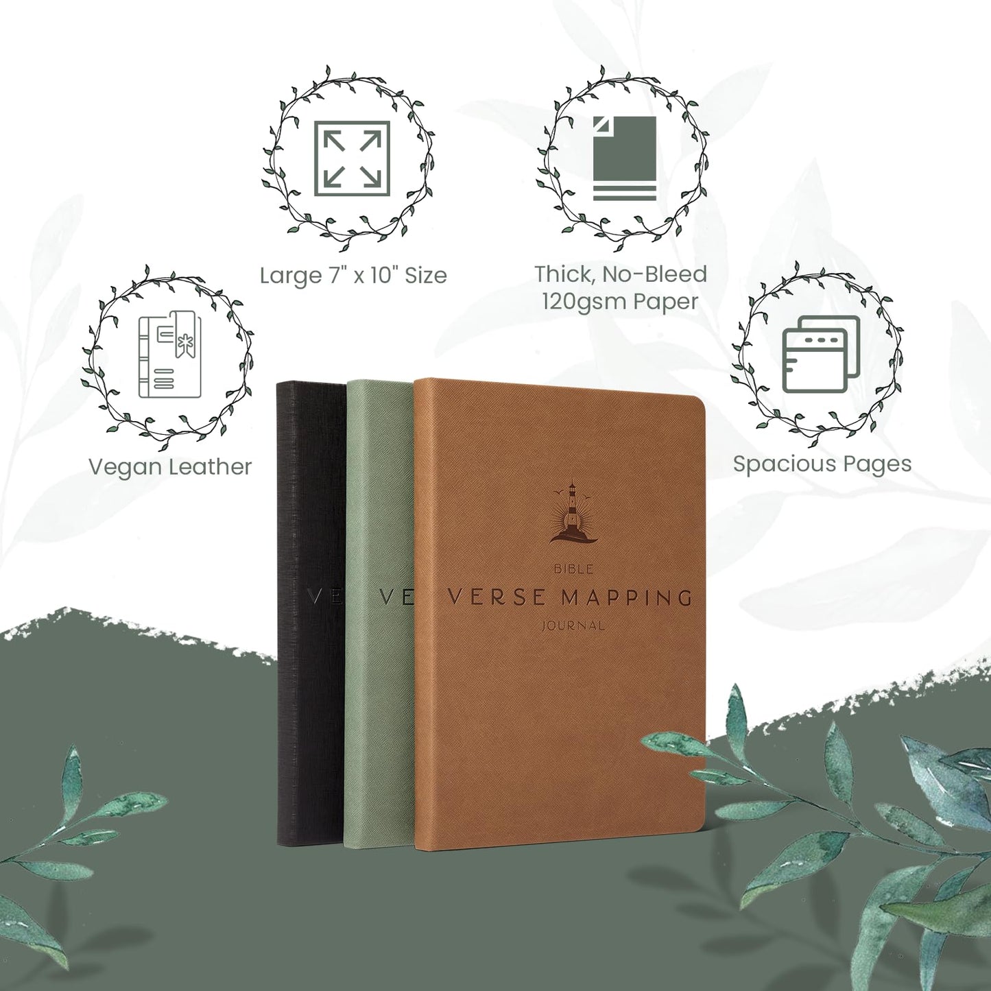 Graceful By Design Bible Verse Mapping Journal - Vegan Leather - Premium Bible Study Journaling Kit (Desert Brown)
