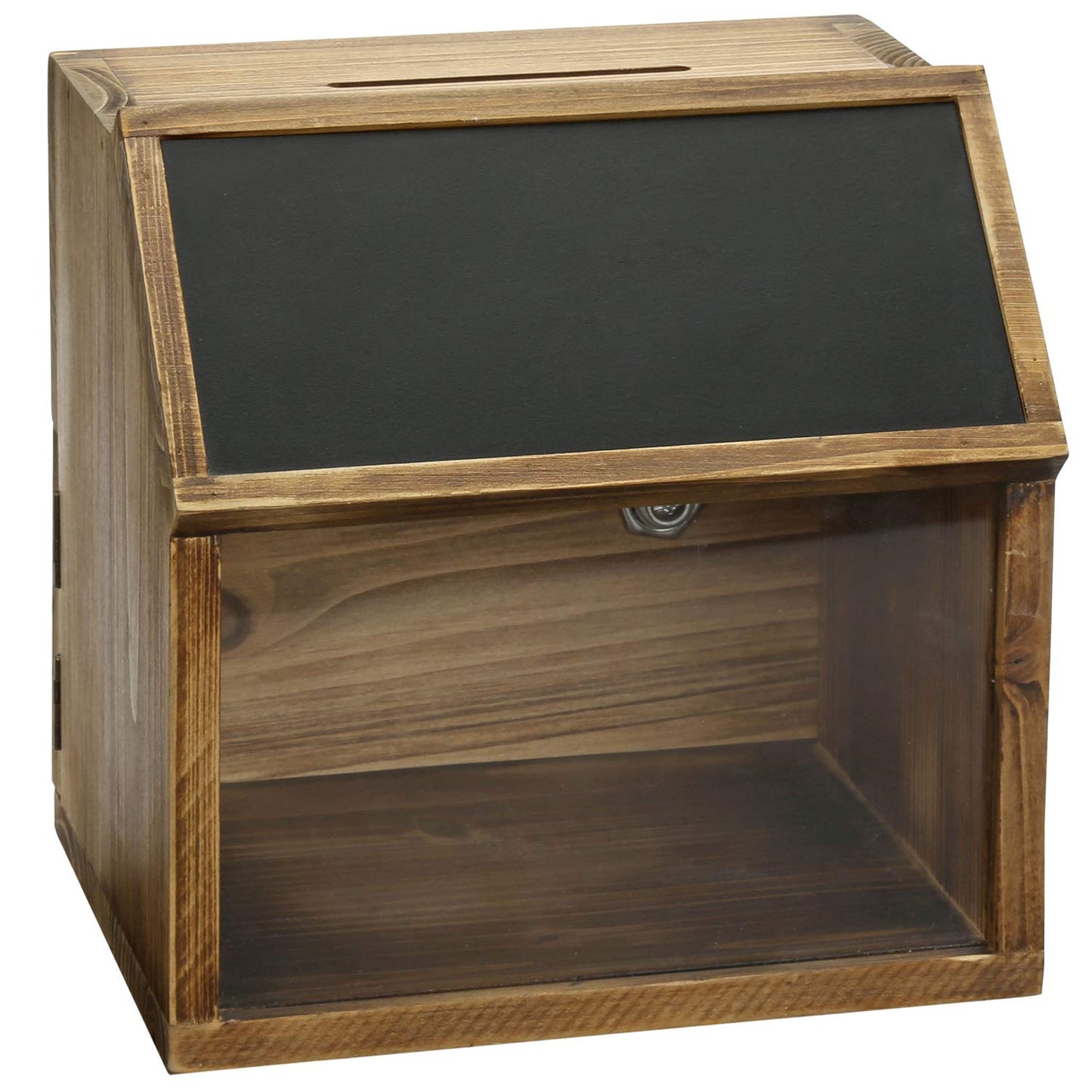 MyGift Tip Jar,Donation Box for Fundraising with Chalkboard Label and Keys, Wooden Suggestion Prayer Box with Slot and Lock for Church,Wedding