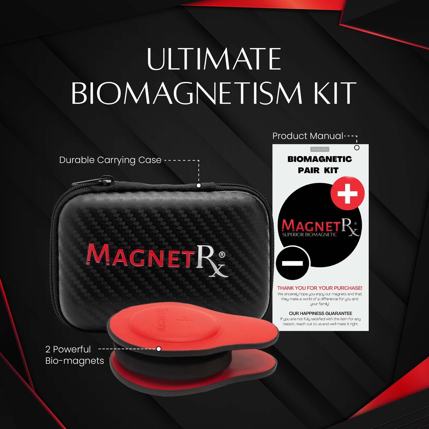 MagnetRX® Biomagnetic Magnet Kit – Imanes terapeuticos de neodimio para biomagnetismo – Dr Goiz Magnets for Bio Magnet Pair – Leather Coated Neodymium Biomagnetic Therapy Magnets (Medium | 2 Units)