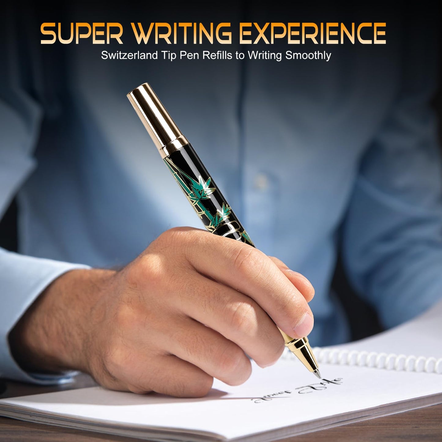 Urhomefull 24K Gold Luxury Rollerball Pens for Men Women, Smooth Writing Premium Office Pens for Business, Panda Design Executive Gift for Boss Birthday Anniversary (Black)