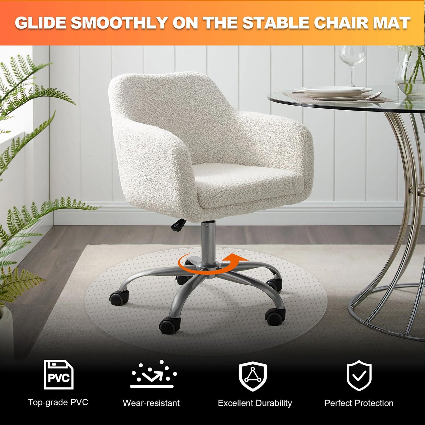 Chair Mat for Carpet- Low Pile (1/4" Thick) Carpet Protector for Office Gaming Computer Desk Chair. Heavy Duty Desk Chair Mat for Carpeted Floors, Semi Transparent (Round-39in)