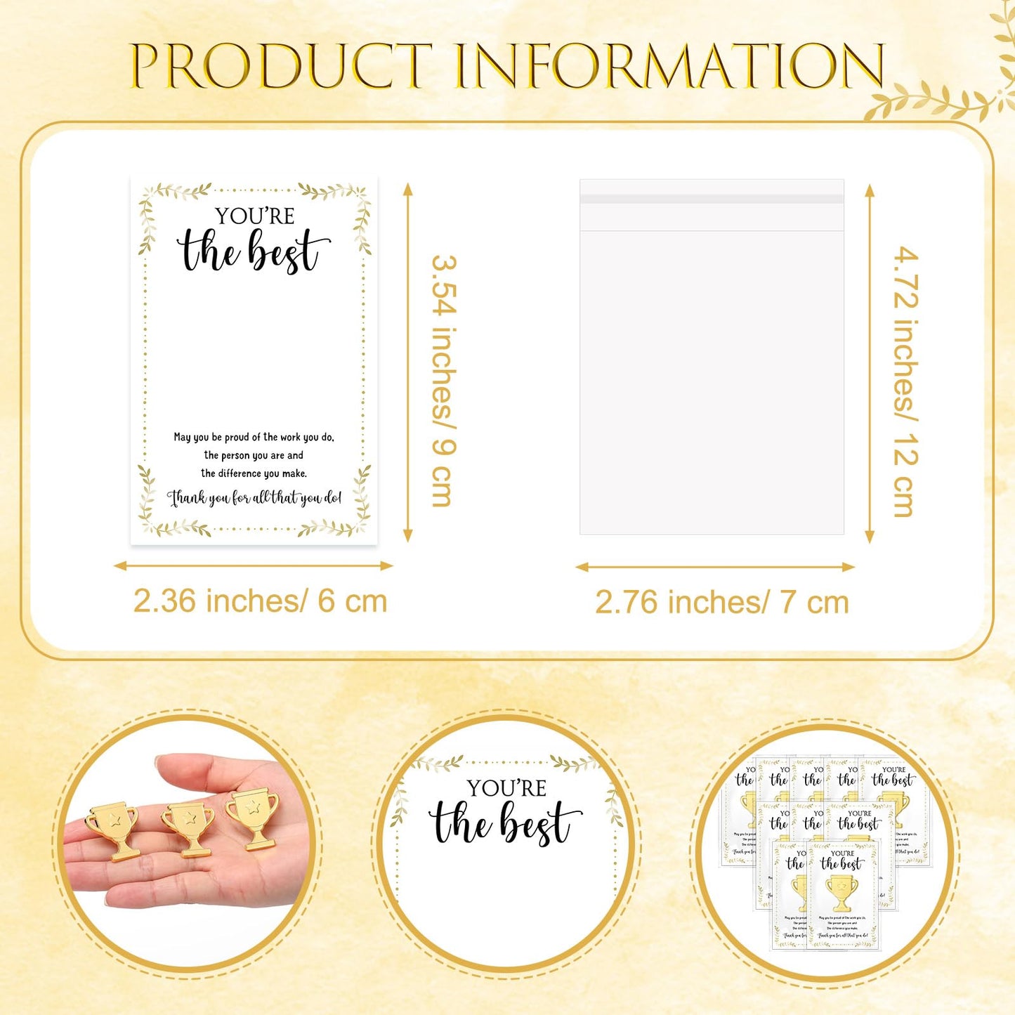Juinte 60 Sets Employee Appreciation Gifts Bulk Trophy Pins with Thank You Cards Organza Bags Inspirational Appreciation Recognition Gift for Team Staff Student Teacher Nurse (Star)
