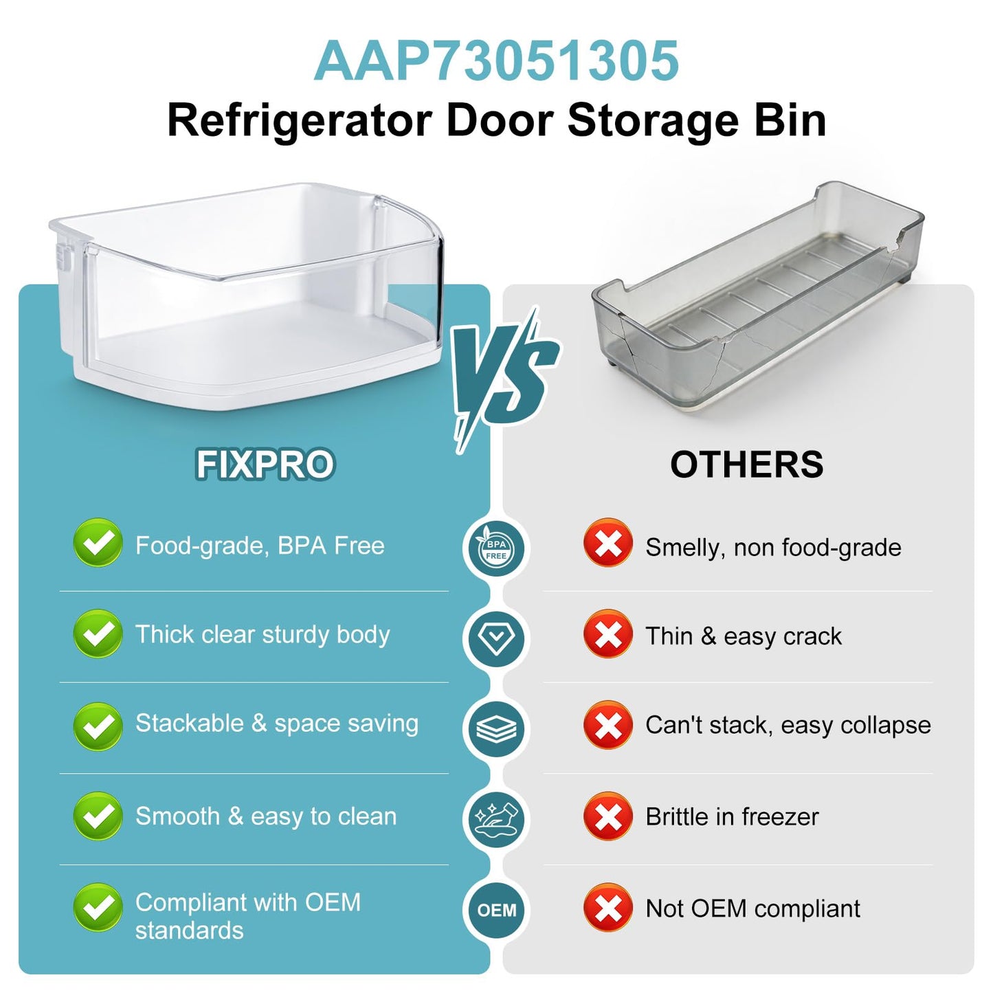 Upgraded AAP73051305 AP5959449 Refrigerator Door Shelf Bin, Replacement Basket for LG Kenmore (some models, not all): Fits LFCS22520S LFC22770ST LFC22770SW LFC22770SB, Replaces PS11700735 EAP11700735