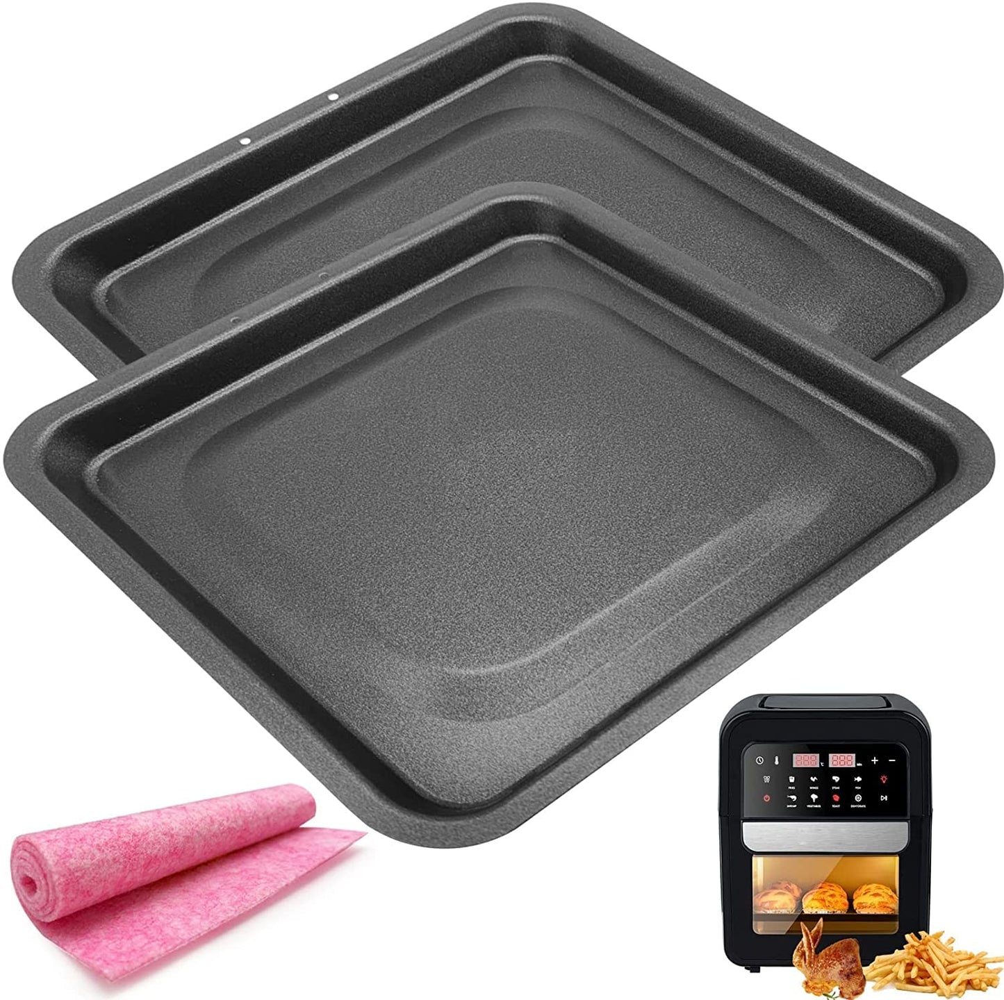 2PCS Air Fryer Drip Tray for Instant Vortex Plus Air fryers, Premium Rectangular Nonstick Oil Drip Pan for Instant Vortex Pro Innsky Chefman PowerXL and More Air Fryers, Dishwasher Safe