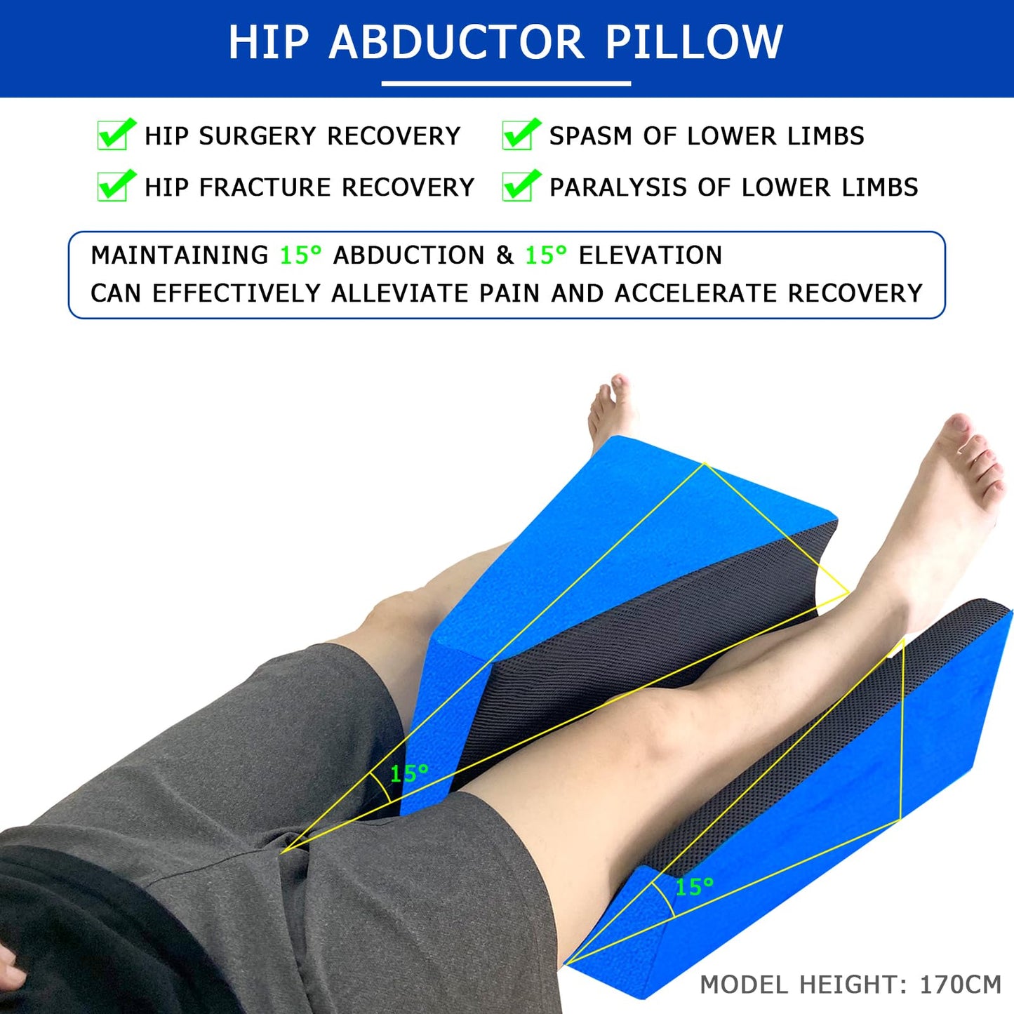 bibahala Hip Abduction Pillow Knee Wedge Leg Lifter for After Knee Surgery Replacement Recovery Aids Hip Abductor Pillow Maintain Leg Fixators While Sleeping (Right)