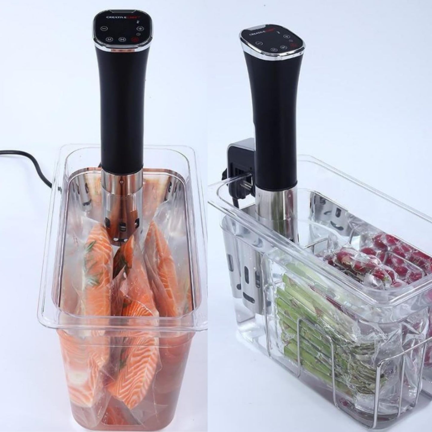 GOVNPJ Sous Vide Container - 6qt Water Bath with Lid, Rack, Vacuum Bags & Hand Pump - 12.8 x 7.9 x 6.9 Inch Sous Vide Kit Slow Cooker Container for Precision Cooking at Home