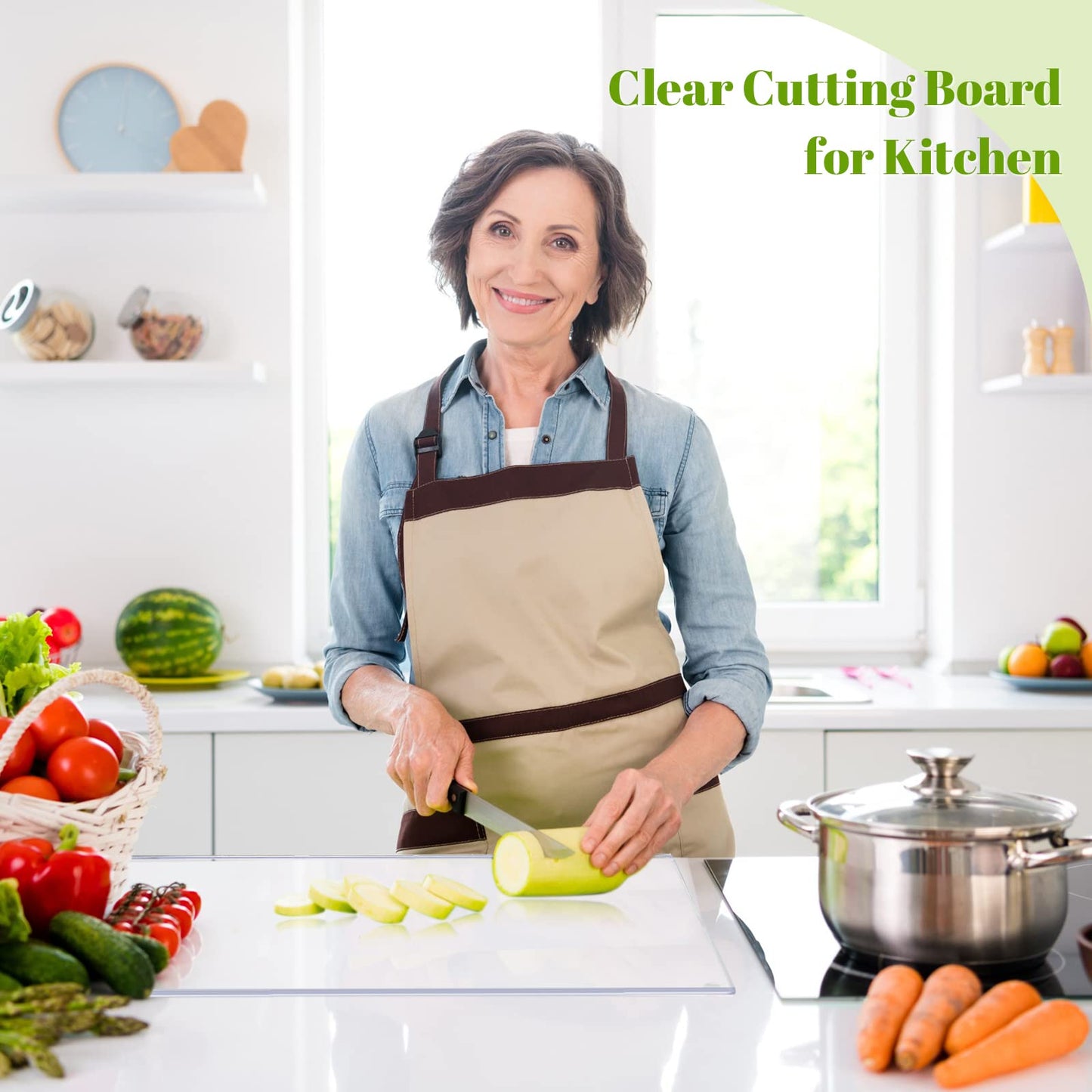 Wesiti Large Acrylic Cutting Board with Lip Non Slip 28"L X 16"W Clear Cutting Board Chopping Acrylic Countertop Protector Cover Shatter Resistant for Home Restaurant Kitchen Sink Stove