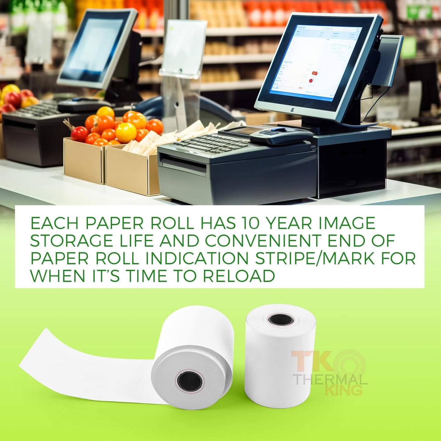 TK Thermal King, (50 Rolls) 2 1/4" x 85' Thermal Paper, POS Receipt Paper for Retail Business Cash Register, Fits Most Credit Card Terminal