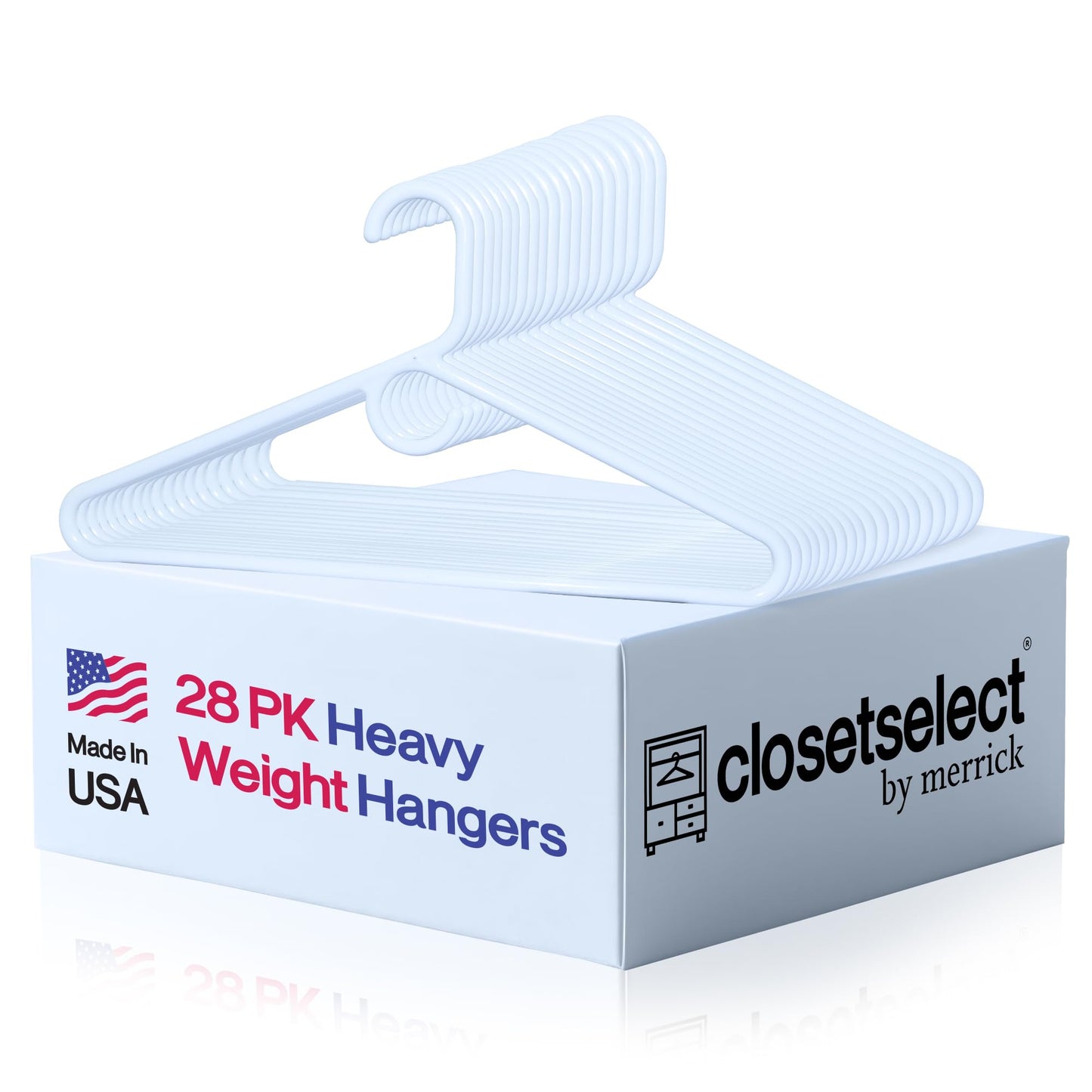 Ultra Heavy Duty Plastic Hangers, Made in USA, White Heavy Weight Hanger, Strong Plastic Hanger for Jackets, Pants, and Shirts, 28 Pack