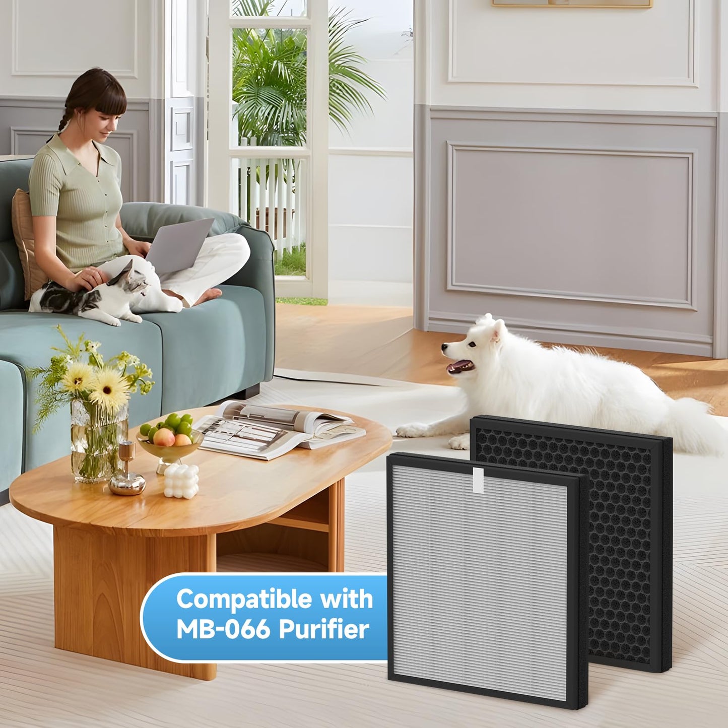 Breabetter 2-Pack MB-066 Replacement Filter Compatible with MB-066 Purifier, with Aromatherapy Tablets