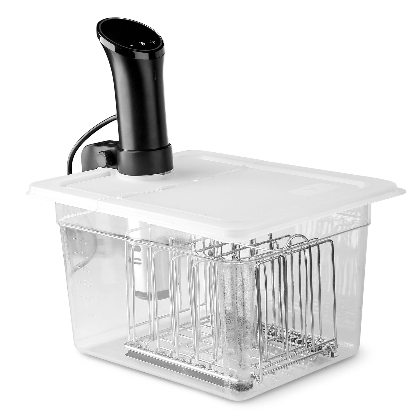 EVERIE 12 Quart Sous Vide Container with Collapsible Hinged Lid + Wobble-Free Stainless Steel Rack Divider— NSF Approved Container, BPA-Free Lid, Compatible with Anova and Instant Pot