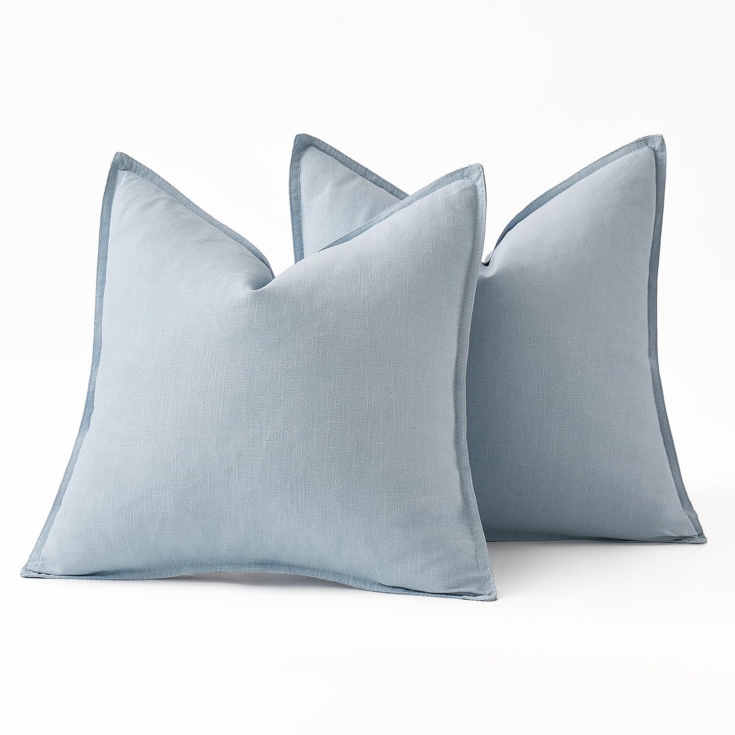MIULEE Decorative Linen Pillow Covers 20x20 Inch Light Blue Boho Farmhouse Neutral Couch Throw Pillows for Bed Pack of 2 Accent Coastal Modern Pillowcase Summer Sofa Livingroom Home Decor