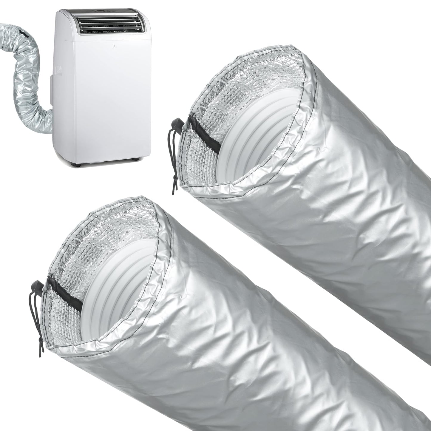 2 Pcs Portable AC Hose Insulation Sleeve, Air Conditioner Hose Cover Wrap for 5" & 5.9" Diameter Exhaust Hose, AC Duct Vent Cover Sleeve with Upgrade Heat Insulation Material,One Step Install