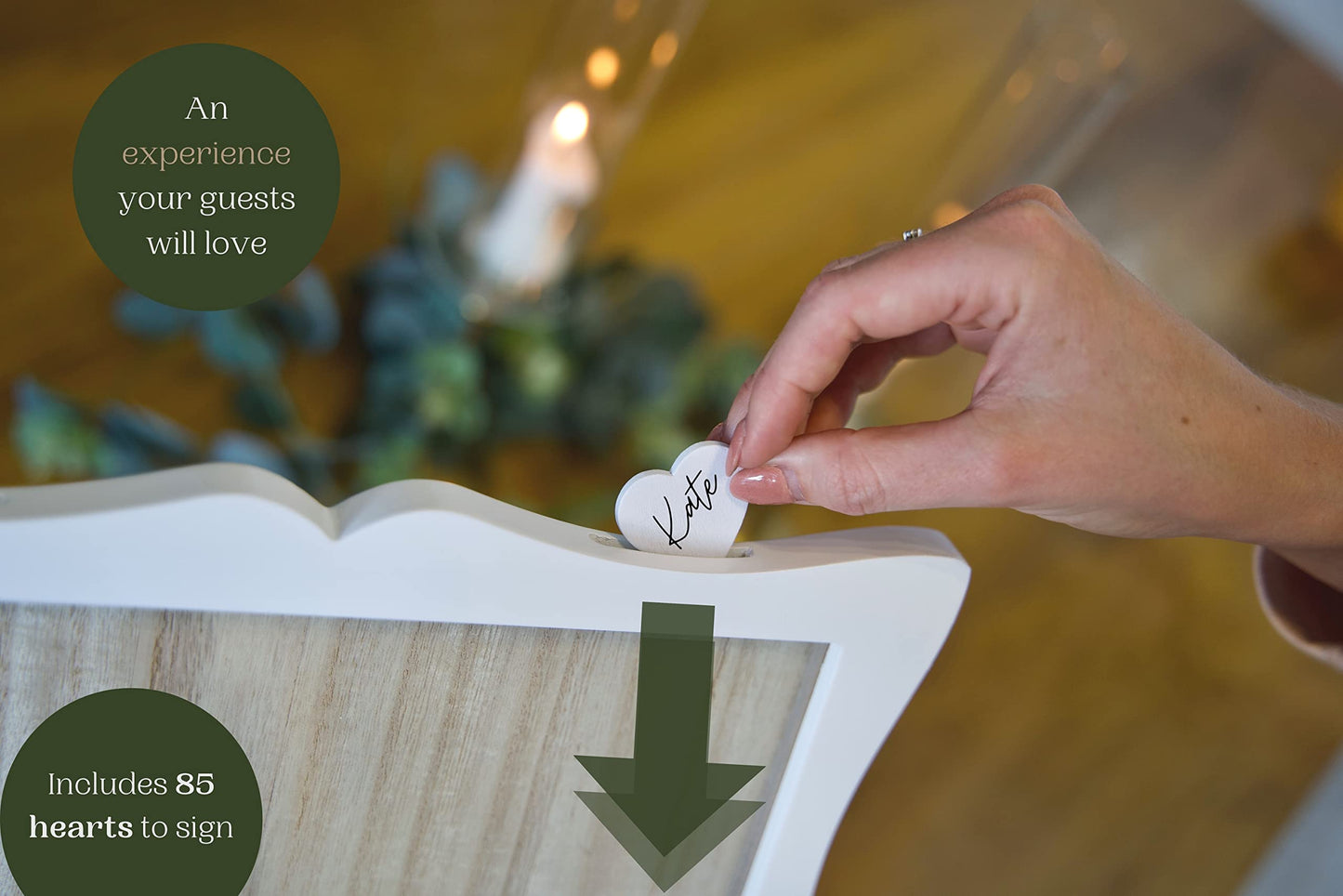 Wedding Guest Book Alternatives | Drop Top Frame 85 hearts | Large photo insert | Unique guestbook alternatives baby shower | guest book alternatives birthday party | retirement | funeral guest book