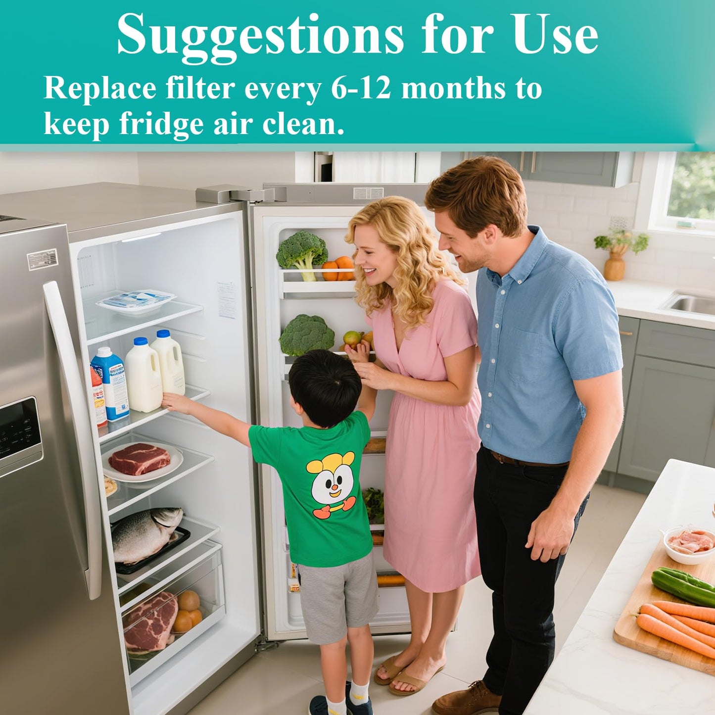 8 Pcs PureAir PK-2 Produce Keeper Plus Refills Replacement for FRIGIDAIRE Gallery Models GRMC2273BF, GRMC2273BD and GRMG2272BF, FRPAPK2RFf Fridge Filter Replacement