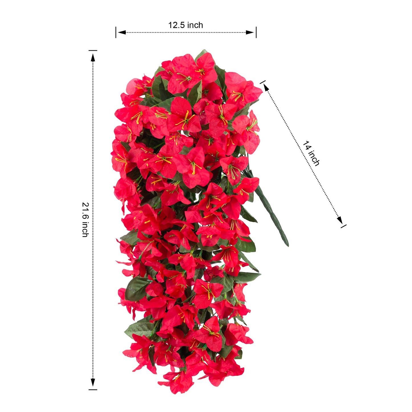 Faux Bougainvillea Artificial Flowers Plants for Outdoor Outside Decoration, 2 PCS Red Fake Flowers UV Resistant Look Real Silk Long Trailing Vines for Front Door Porch Planter Urn Patio Garden Yard