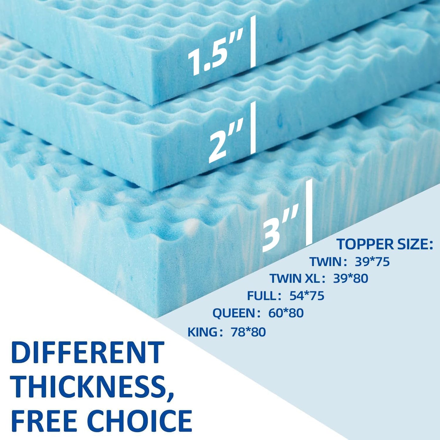 SINWEEK Mattress Topper Memory Foam Mattress Topper 1.5 Inch Queen Soft Mattress Pad for Pressure Relief, 5-Zone Design, CertiPUR-US Certified