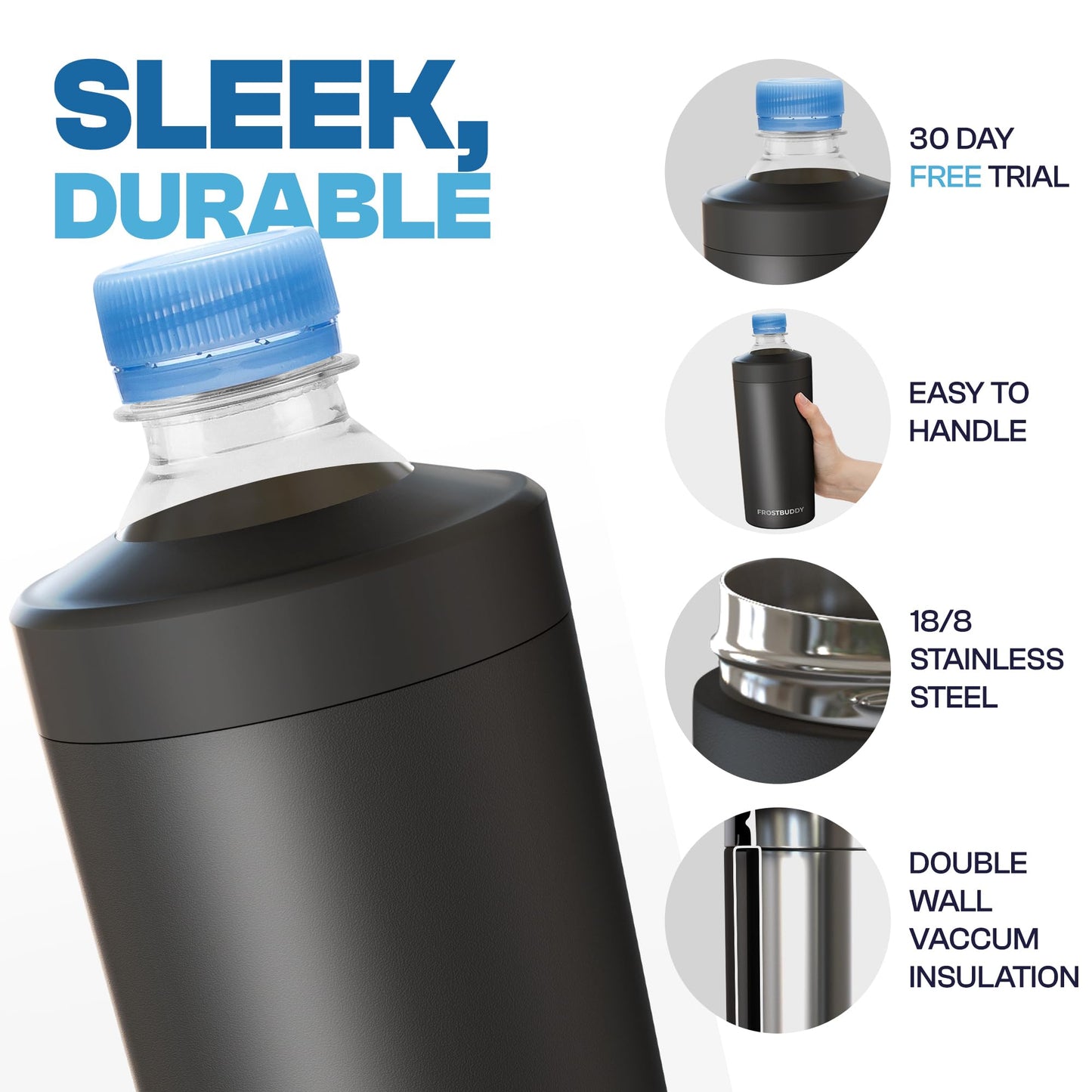 Universal Buddy XL Can Cooler by Frost Buddy - Fits 12-ounce, 16-ounce, 20-ounce, and 24-ounce Cans and Bottles - Keep Your Drinks Refreshingly Chilled for over 12 hours (Nebula)