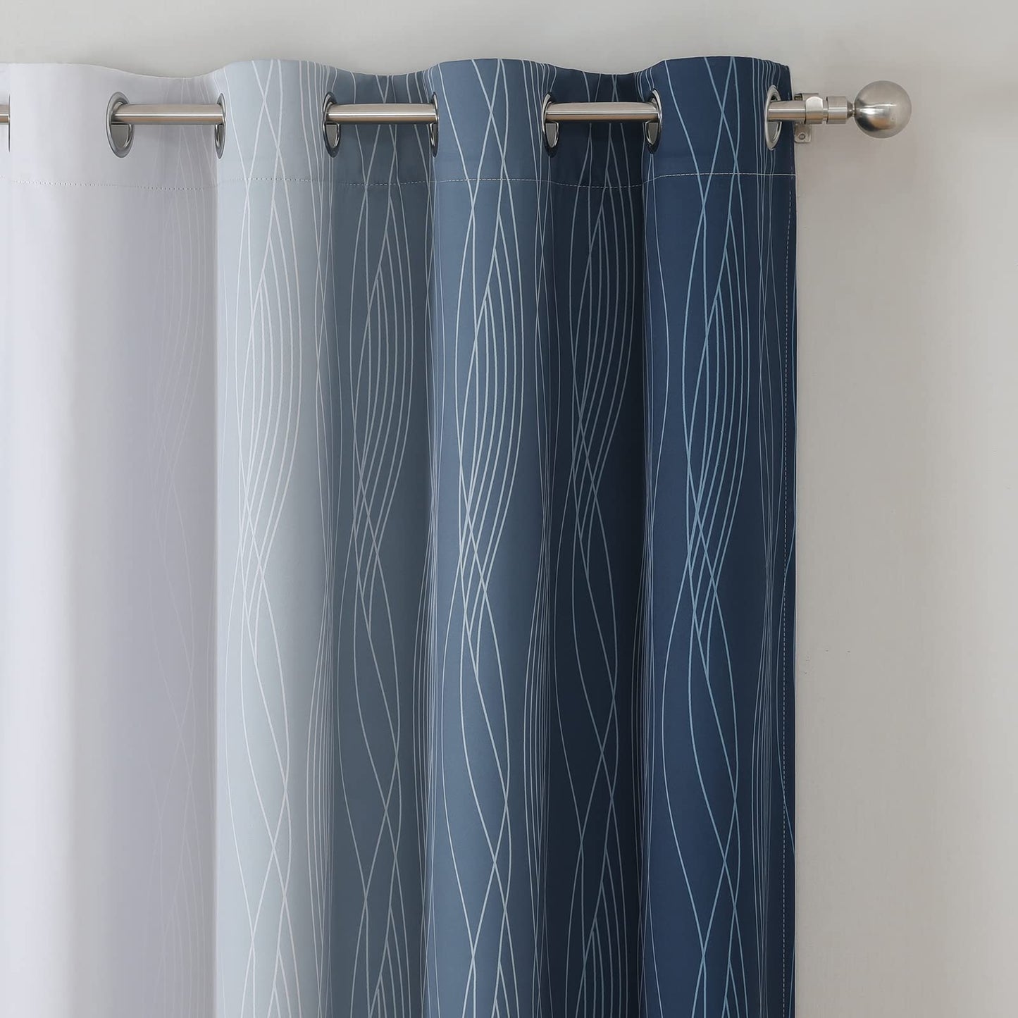 Estelar Textiler Navy Blue and Grayish White Blackout Curtains for Bedroom 72 Inches Long, Thermal Insulated Ombre Blackout Drapes, Room Darkening Energy Saving Drapes for Living Room,52Wx72L,2 Panels