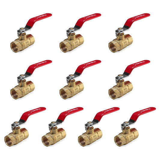 (Pack of 10) EFIELD 3/4-Inch 600 WOG FNPT Heavy Duty Full Port Brass Ball Valve FIP Threaded,(VALVE229-10PCS)