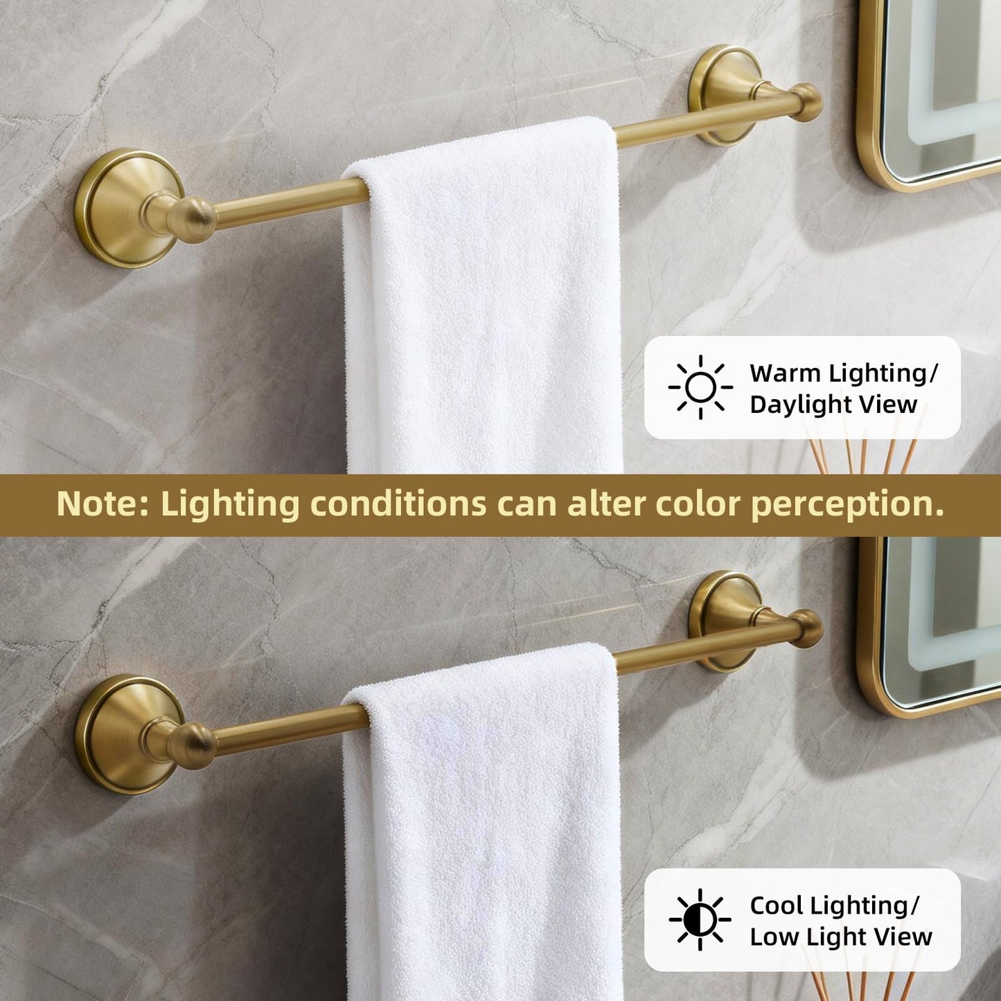 4 Piece Antique Brass Gold Bathroom Towel Bar Set - Toocust 16"-27.7" Adjustable Towel Bar for Bathroom, Wall Mounted Antique Brass Bathroom Hardware, Brushed Brass Towel Holder