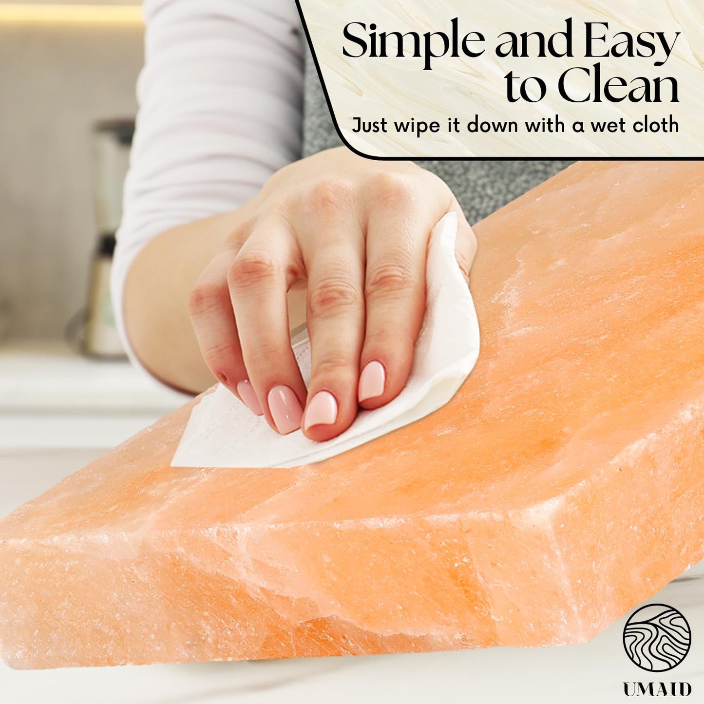 UMAID Himalayan Salt Block Cooking Plate 12x8x1.5 – Unique Gifts for Men, Food Grade Pink Himalayan Salt Stone for Cooking, Grilling, Serving & Food Presentation with Stainless Steel Tray & Recipe Booklet