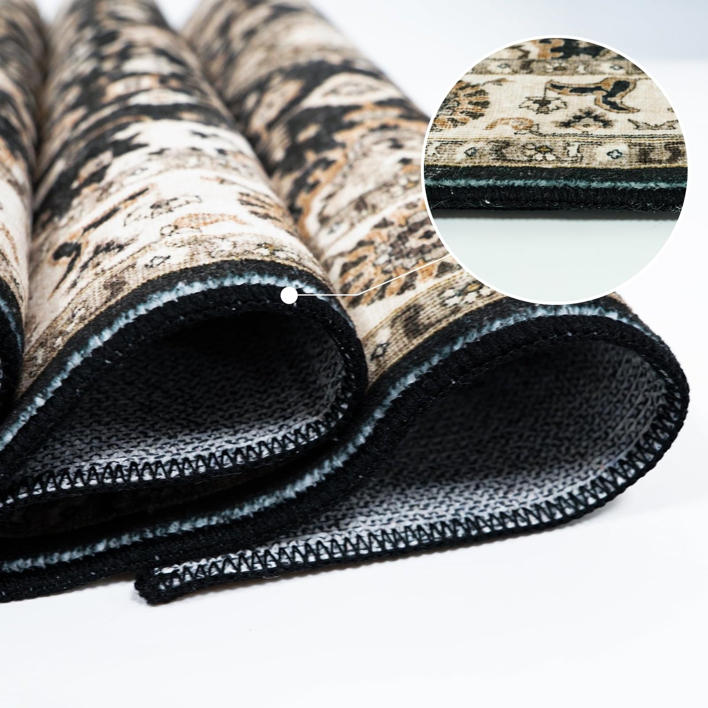 Washable Hallway Runner Rug 3x12: Non Slip Runner Rugs with Rubber Backing Soft Kitchen Rug Farmhouse Distressed Carpet Runner for Living Room Bedroom Bathroom (Black, 3X12)