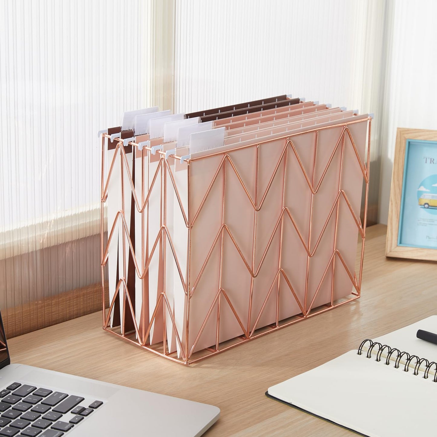 Y YOMA 36 Pack Gradient Hanging File Folders Letter Size Decorative Hanging Folder Pretty File Folder Organizer for Filing Cabinet Office Home with 1/5-Cut Adjustable Tabs, Coco Mocha