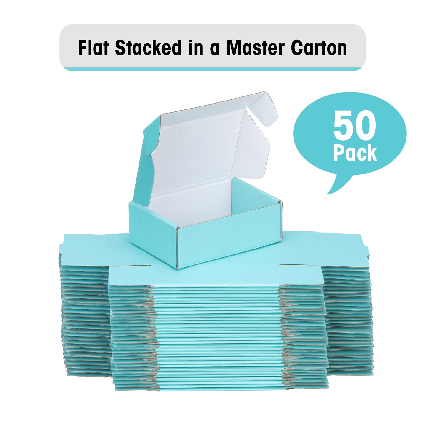 FARRAY 50 Pack of 6x4x2 Inches Small Shipping Boxes, Durable Corrugated Cardboard Boxes for Shipping, Gift, Mailing and Packaging, Teal