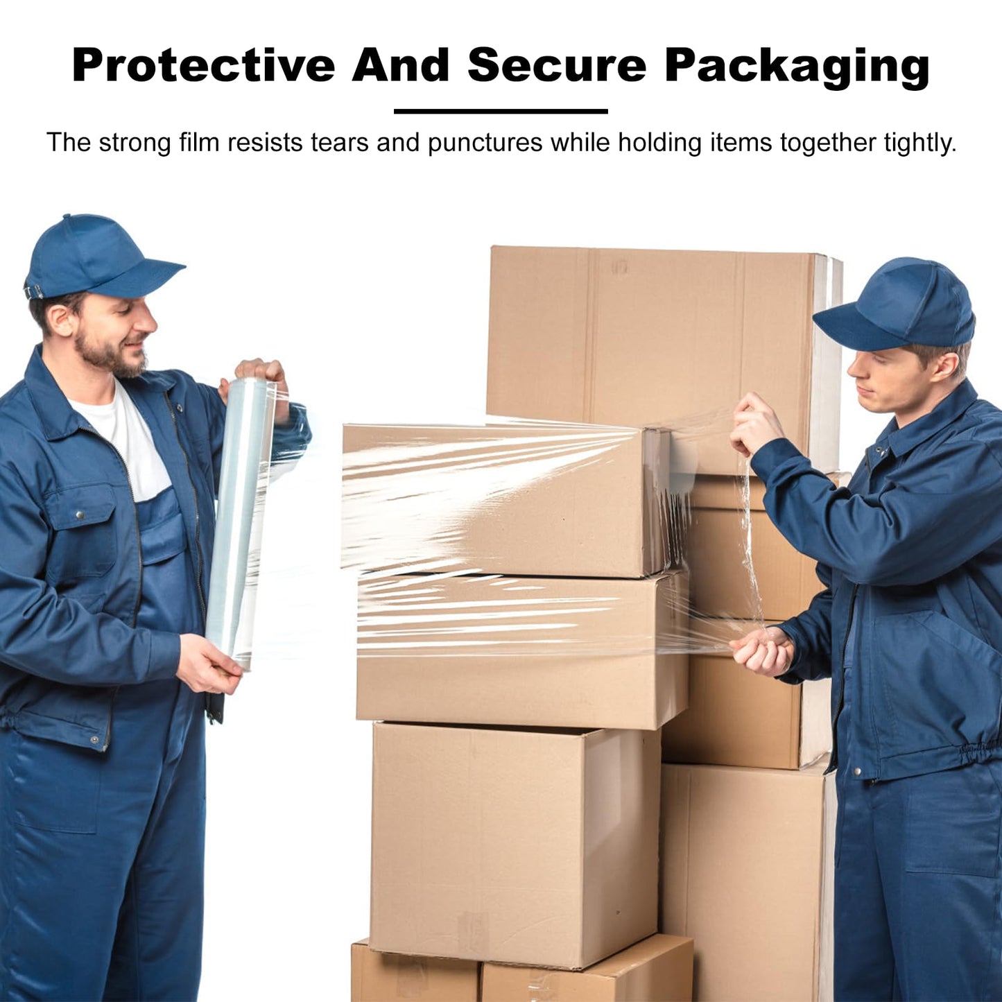 Ealyder Tape 2 Rolls Clear Stretch Wrap 18" x 1000 FT x 80 Gauge, Industrial Heavy Duty Stretch Wrap Shrink Film, Durable Self-Adhering for Packing, Moving, Pallet, Included Wrap Holder