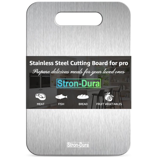 Stron-Dura Cutting Board, Stainless Steel Cutting Board, Foodgrade Cutting Boards for Kitchen, Titanium Cutting Board for Meat,Fruit, Vegetables, Double Side Use, Odor free, L, 15" *11"