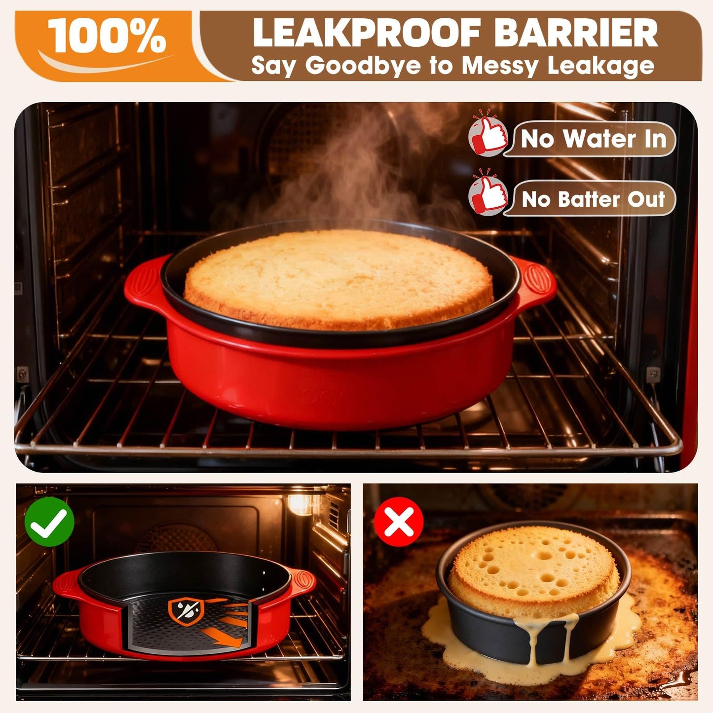 MASSUGAR 4 7 9 Inch Springform Pan Cheesecake Pan with Silicone Protector, 50 Pcs Parchment Paper Liners, 3 Cake Scrapers, Leakproof Round Cake Pan for Baking in Water Bath Nonstick Spring Form Pan