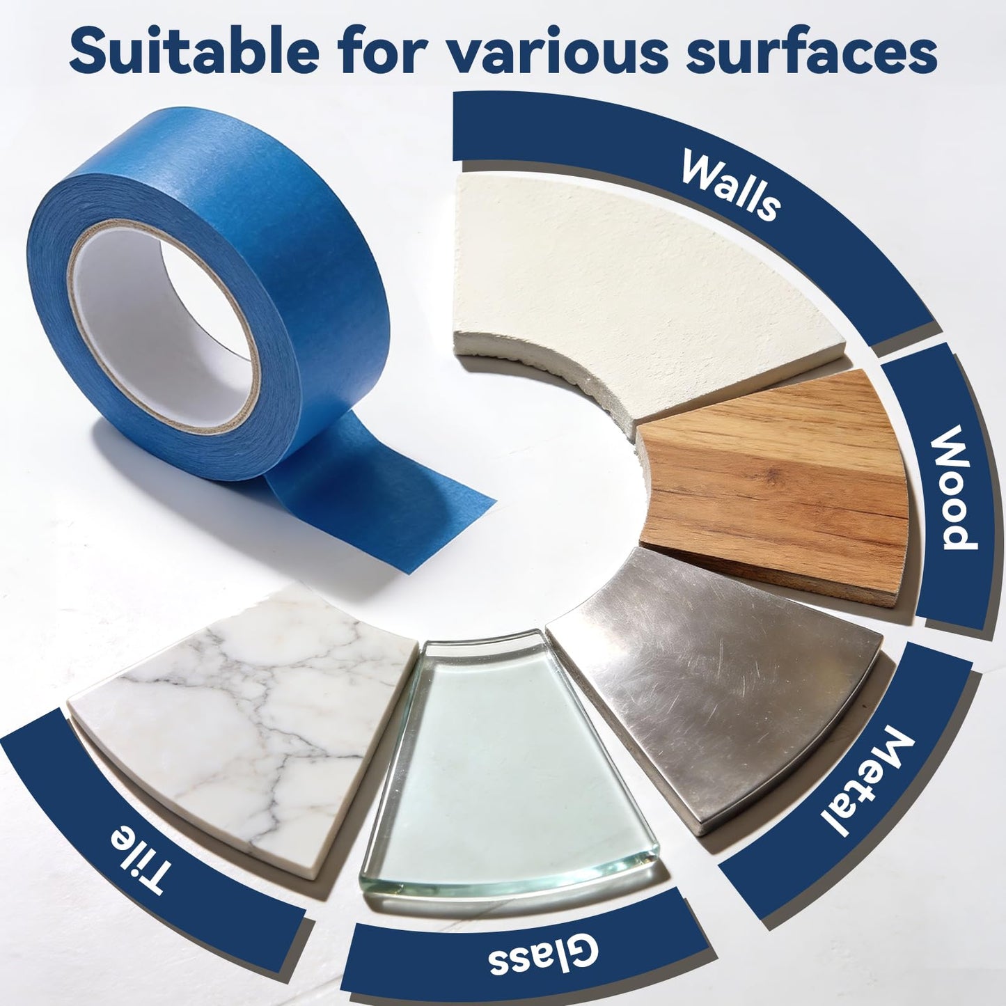 QFOUR Painters Tape 2 inch Wide, 16 Rolls Blue Masking Tapes for Walls Painting, DIY Draft and Home Improvement, 2 inches x 55 Yards