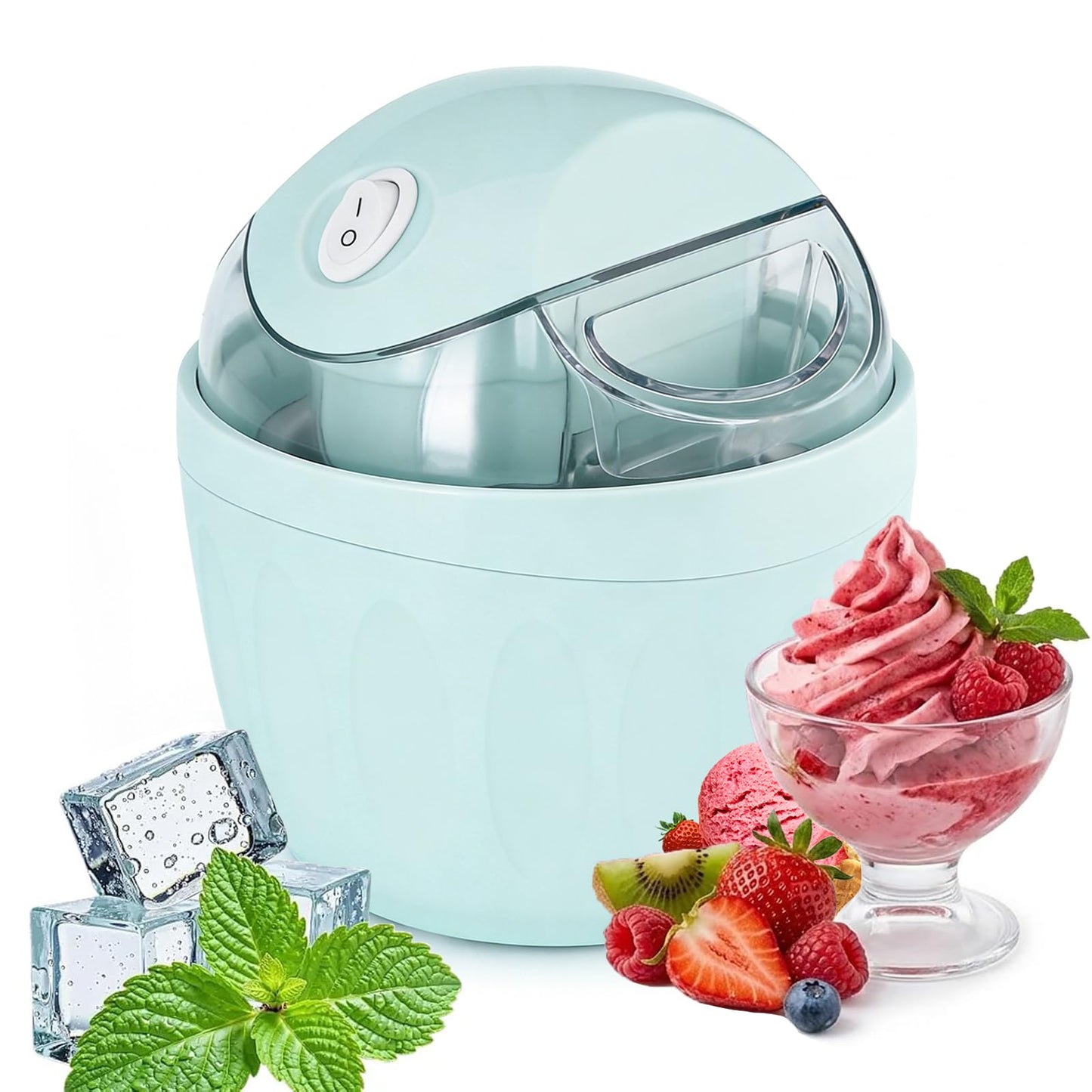 Mini ice Cream Maker, Single Serve Ice Cream Maker,One-Touch Dessert Maker, Single Serving of Gelato, Frozen Yogurt, Compact Electric Makers for Kitchen, Just 15 Minutes
