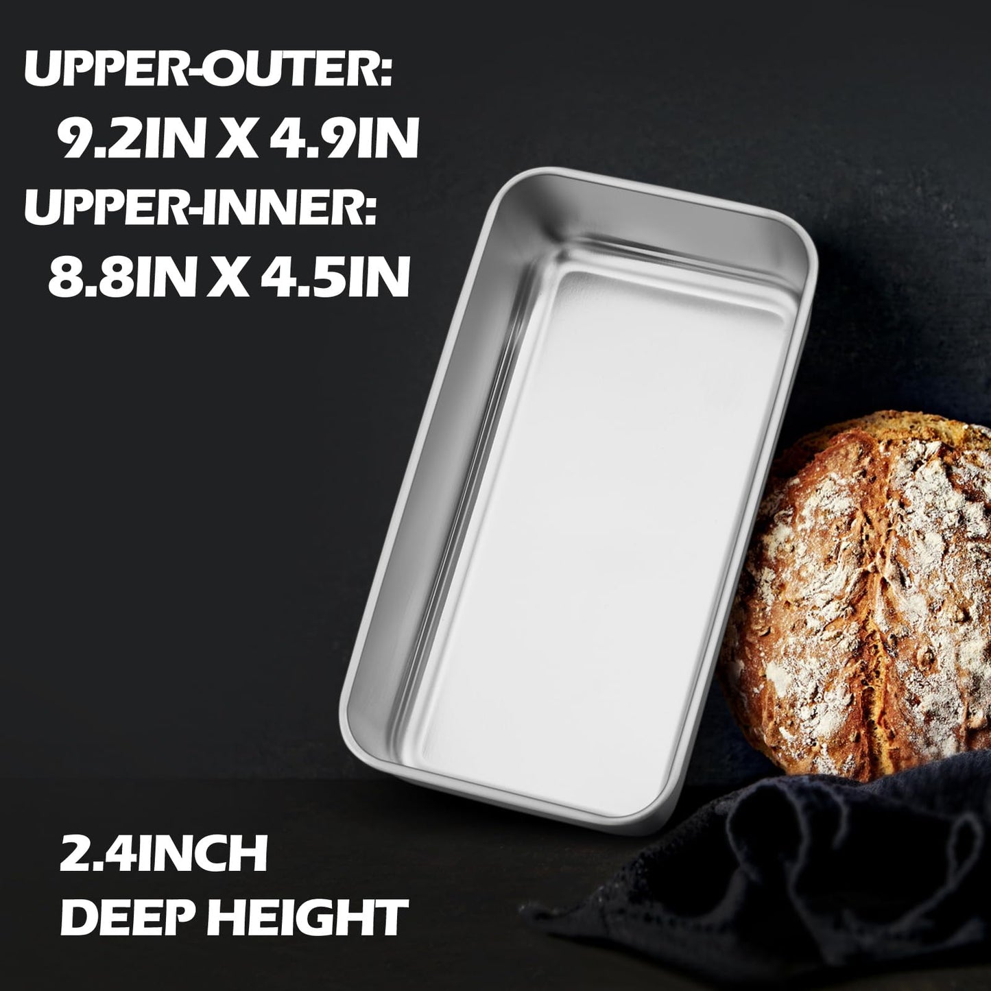 Leonyo 6 Pack 9x5IN Loaf Pans for Baking Bread, 9x5IN Stainless Steel Bread Loaf Pans for Homemade Bread, Meatloaf, Bananas, Brownies, Lasagnas, Dishwasher Oven Safe