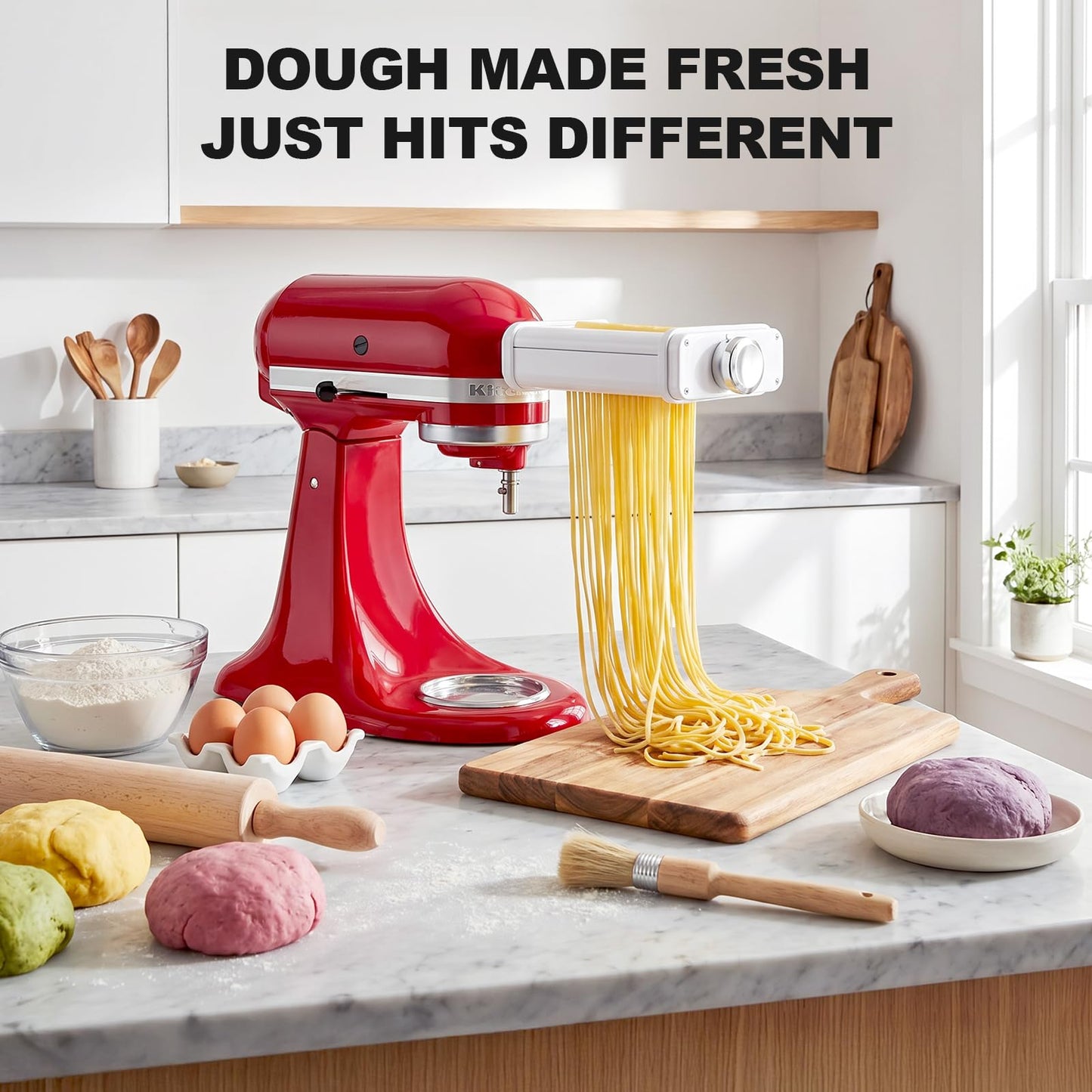 Pasta Attachment for KitchenAid Stand Mixer, 3 in 1 Set Pasta Maker KitchenAid Attachment Includes Spaghetti Cutter, Pasta Sheet Roller and Fettuccine Cutter, Attachment for Kitchen aid Mixers