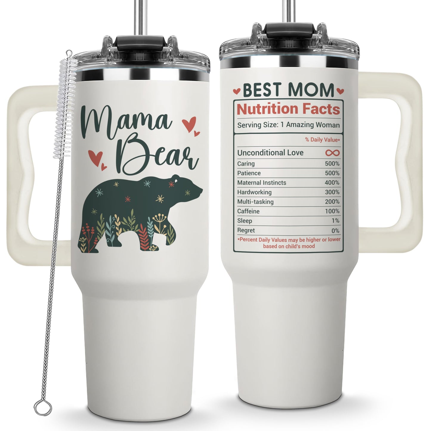 Vivulla68 Mama Bear Tumbler With Handle 40oz - Mama Tumbler, Mommy Gifts from Daughter, Momma Gifts, Mommy Coffee Mug, Mom Cup, Momma Bear Birthday Present, Mothers Day Gift Tumblers