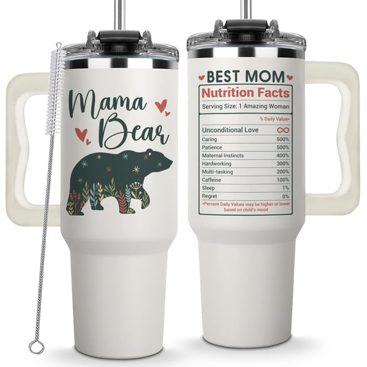 Vivulla68 Mama Bear Tumbler With Handle 40oz - Mama Tumbler, Mommy Gifts from Daughter, Momma Gifts, Mommy Coffee Mug, Mom Cup, Momma Bear Birthday Present, Mothers Day Gift Tumblers