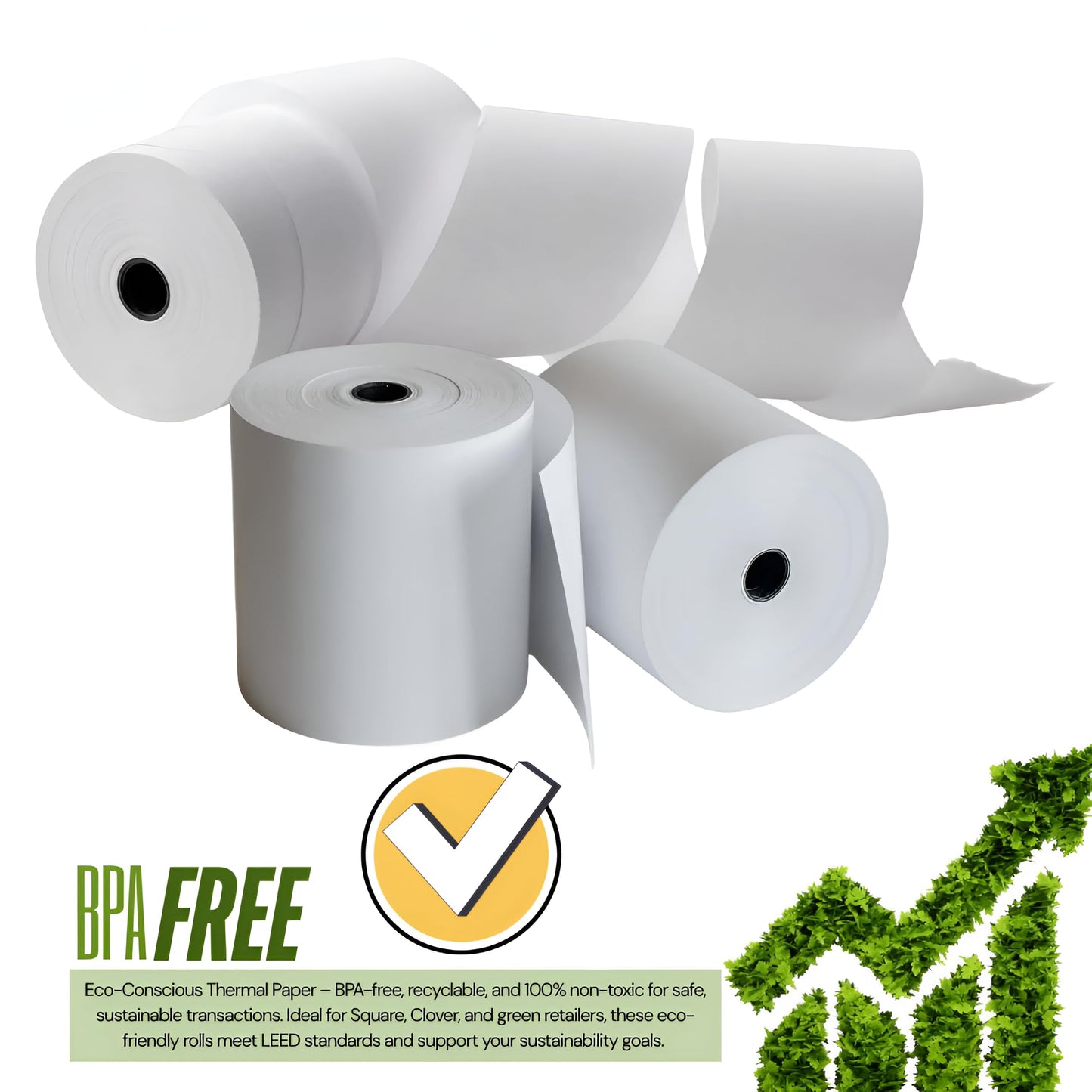 (20 Rolls) 3 1/8' Premium Thermal Paper Rolls BPA-Free 80mm Thermal Receipt Paper for POS Systems, Clover, Square Terminal, Epson, Star TSP100lI, Debit/Credit Card Machines, Cash Registers