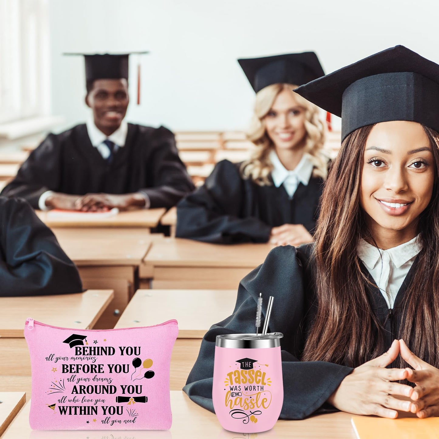 Locmeo 10 Pcs 2026 Graduation Gifts for Women Best College Grad Gifts Basket Master Degree Grad Gift Box Congratulations Gift for Class of 2026 College Masters Graduation(Novelty,Pink)