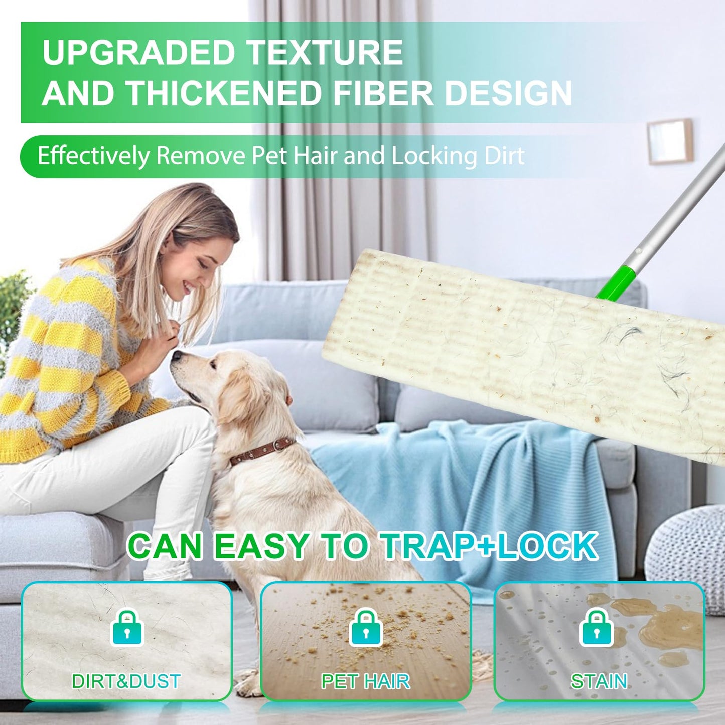 40 Count XL Dry+Wet Mop Pad Refills for Swiffer Sweeper XL Mop - Disposable X-Large Pads Kit Includes 30 Dry Sweeping Cloths & 10 Wet Mopping Pads for Floor Cleaning.（Only Pads, not Including mop）