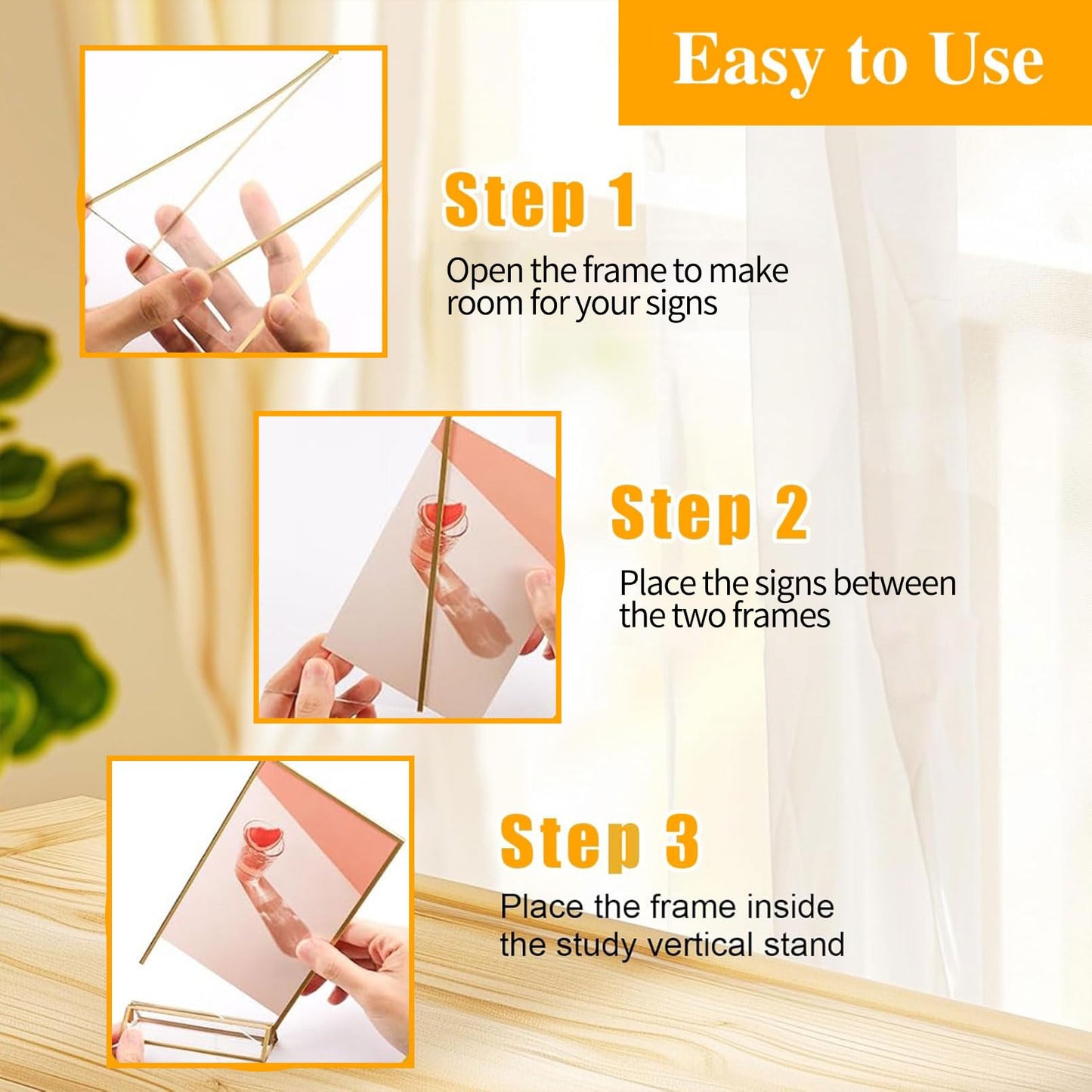 PIEMEET 18 Pack Acrylic Sign Holder with Golden Border, 4 X 6 Clear Sign Holders, Double Sided Gold Picture Frame, Gold Flyer Holder Vertical Stand, Table Menu Stands for Wedding Tables Sign Display