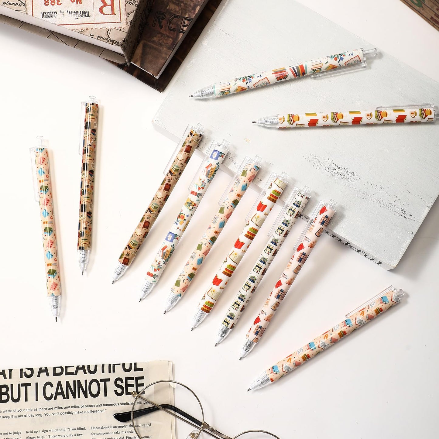 Jetec 240 Pcs Book Lover Gifts Ballpoint Pens Sets Stuff Aesthetic Retractable Pens Office Supplies Gift for Student Book Club Reading Librarian Gifts National Library Lovers Month Party Favor Grad