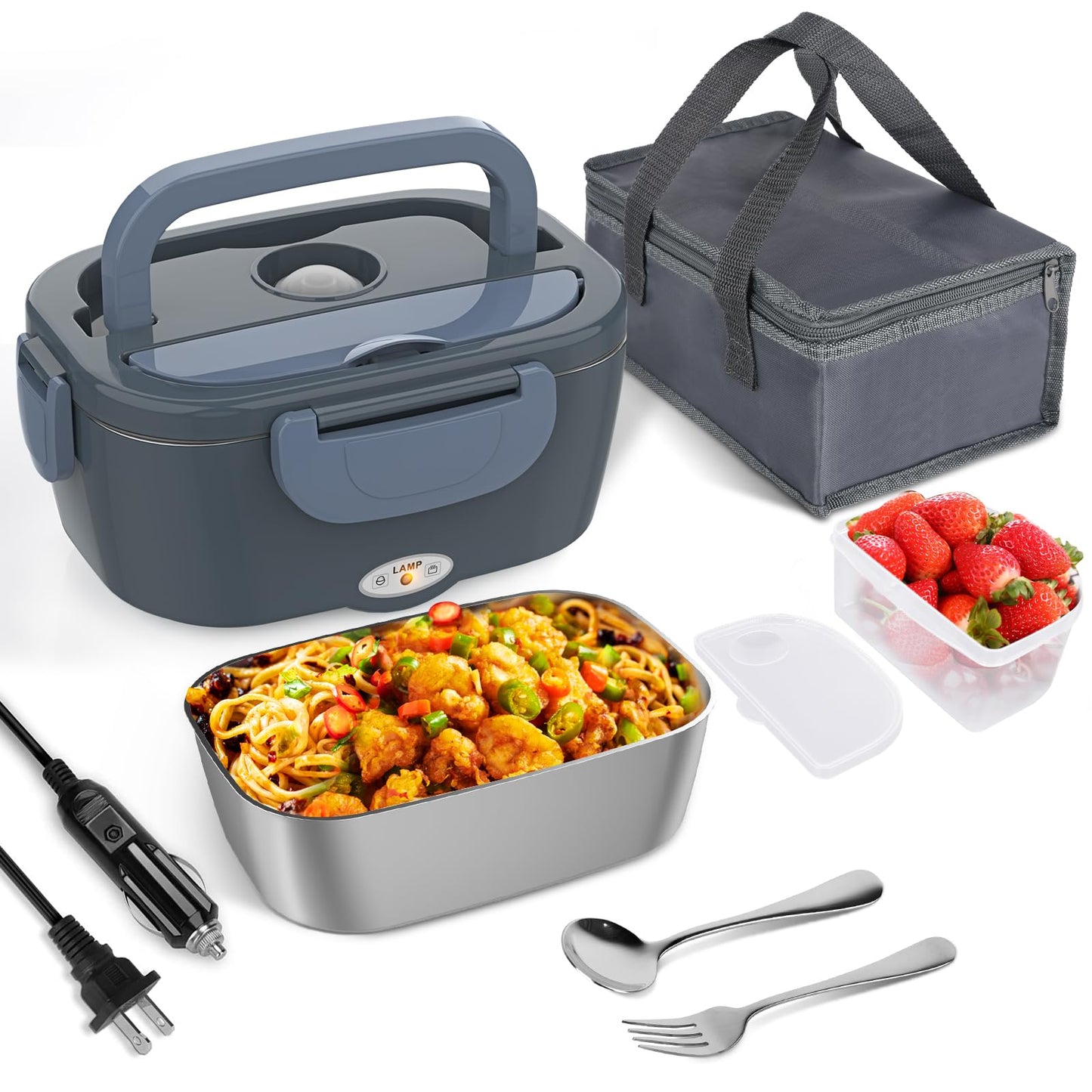 Electric Lunch Box for Adults,Portable Heated Lunch Box Food Warmer 80W Fast Heating Lunchbox 12/24/110/220V,1.5L Lonchera Eléctrica Portátil Car/Truck/Driveror/Dad/Husband, Gift for Fathers Day