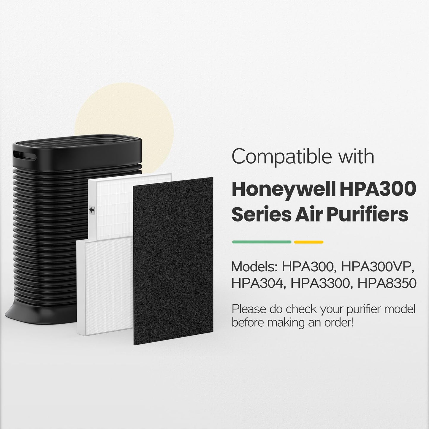 HPA300 Filter Replacement Compatible with Honeywell HEPA Air Purifier HPA300 Series, HPA300, HPA304, HPA8350, HPA300VP, HPA3300b, HPA5300, Pack of 6 HEPA R and 8 Pre filters A HRF-AP1