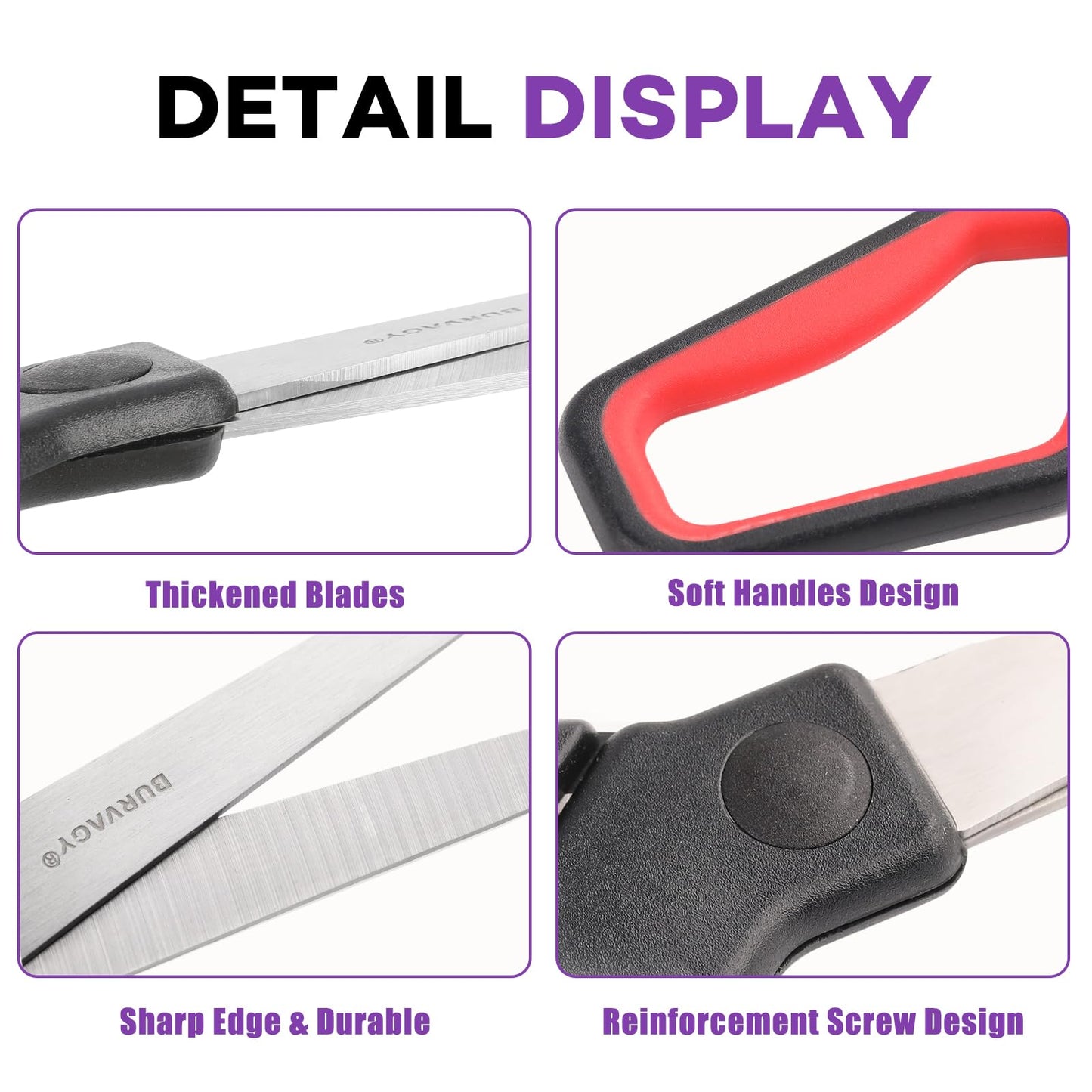 BURVAGY 42Pack 8" Scissors All Purpose, Heavy Duty Scissors with Ultra Sharp Blades Comfort Grip Handles - For Office Home School Sewing Fabric Crafts, High/Middle School Student Teacher Scissor