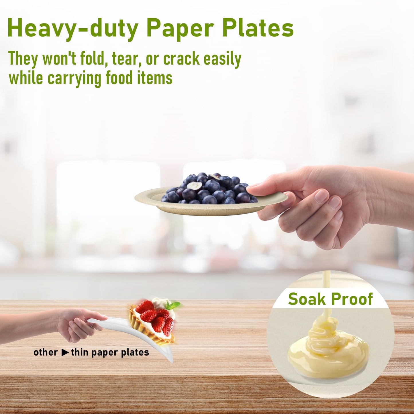 Uniecocus Paper Plates Bulk 500 Count, 100% 6 inch Small Compostable Biodegradable Dessert Disposable Plates