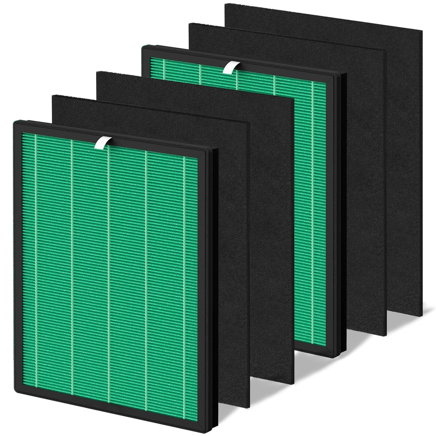 2 Sets 150 Filter Replacement for Coway Airmega 150 160 150(W) 160(K) Air Purifier, 2 Green True HEPA and 4 Active Carbon Filter, AP-1019C-FP Filter