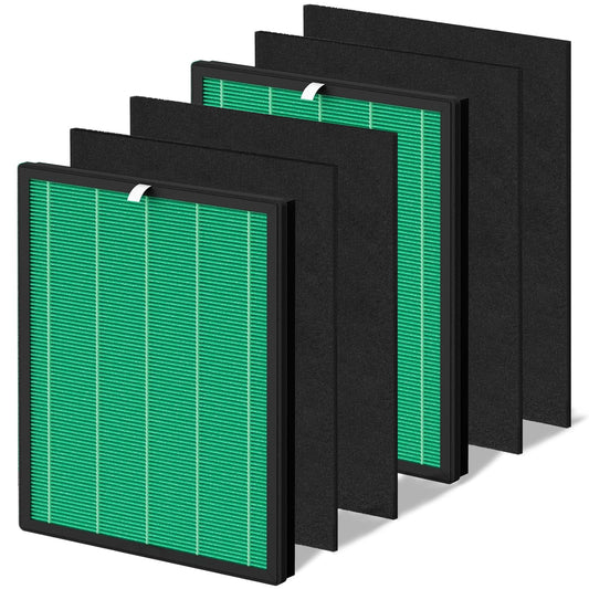 2 Sets 150 Filter Replacement for Coway Airmega 150 160 150(W) 160(K) Air Purifier, 2 Green True HEPA and 4 Active Carbon Filter, AP-1019C-FP Filter